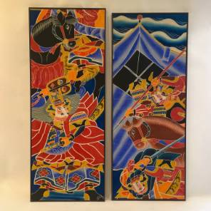 A Matched Pair of Japanese Screen Print Panels